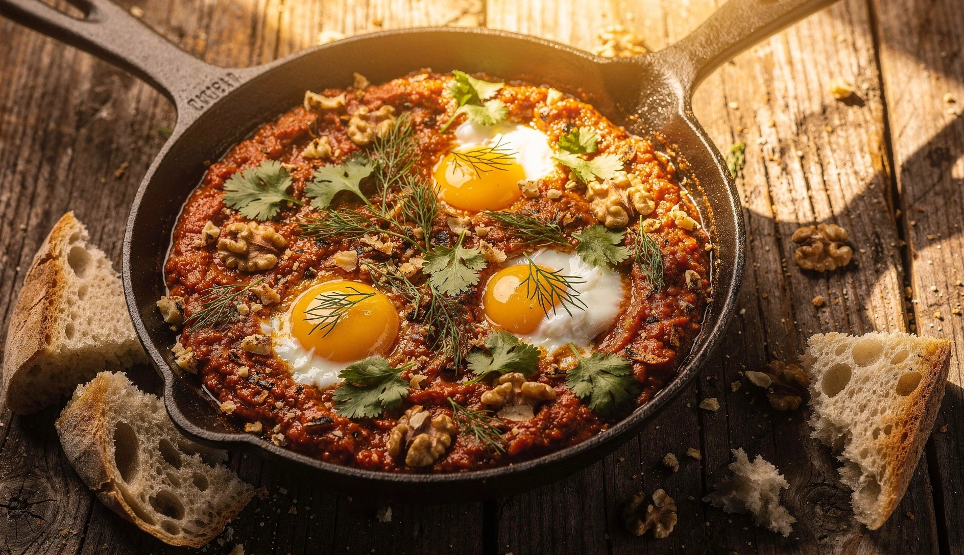 Chirbuli: Eggs in Tomato-Walnut Sauce