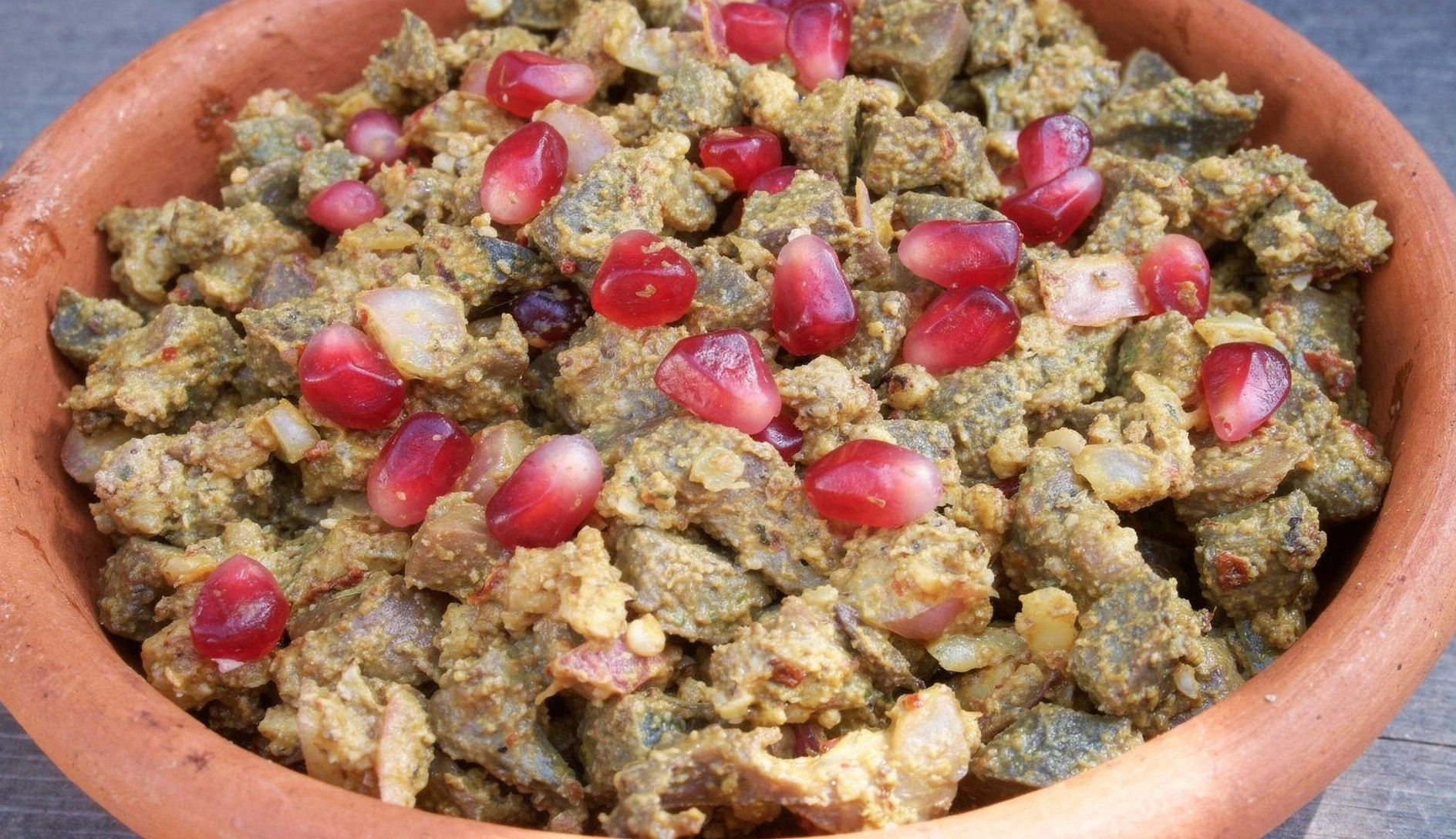 Kuchmachi: Organ Meats with Walnuts & Pomegranate